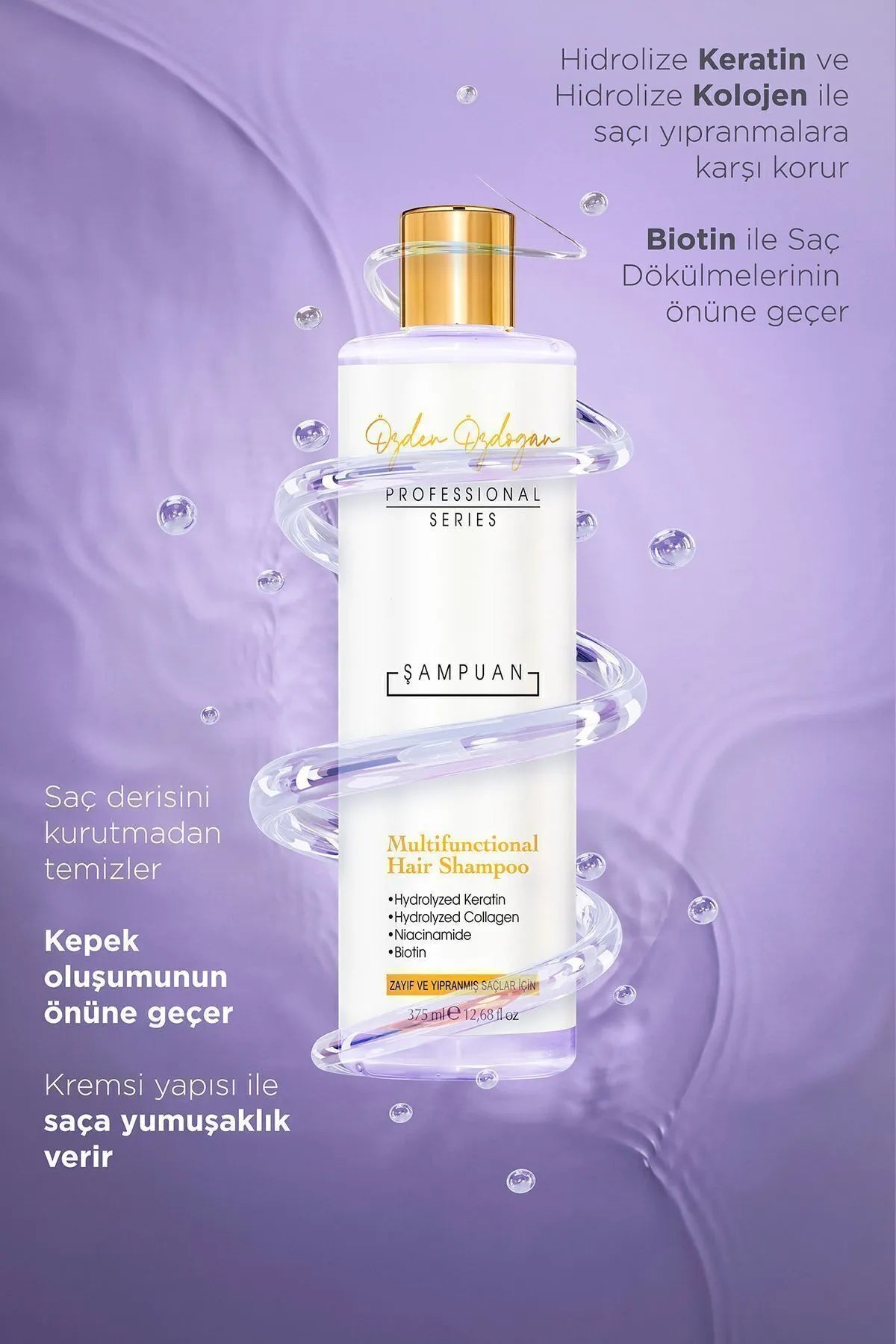 OZDEN OZDOGAN / ÖZDEN ÖZDOĞAN- Profesional Series - Versterkende Shampoo voor Zwak en Beschadigd Haar: Met Keratine, Collageen en Biotine voor Natuurlijk Volume Snelle Groei en Tegen Haaruitval - 375 ml Care Complex