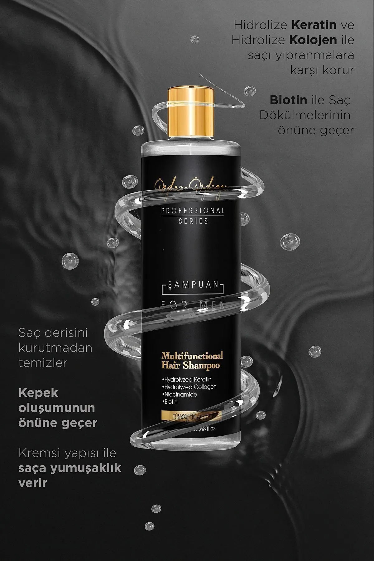 OZDEN OZDOGAN - Profesional Series - Versterkende Herenshampoo tegen Haaruitval en Roos : Met Keratine, Collageen en Biotine voor Natuurlijk Volume Snelle Groei en Voedend - 375 ml care complex