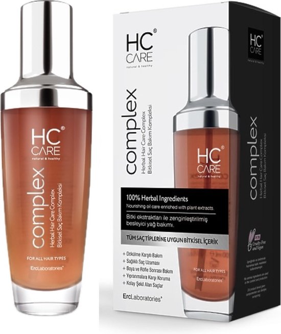 HC Care Complex Kruiden Haarverzorgingslotion - 100% Plantaardige Ingrediënten - Anti Frizz - Haarversterkend Serum Volledig Natuurlijk - Tegen Haarverlies - Effectief bij Roos- en Hoofdhuid Problemen - Bekend Product - 100 ml